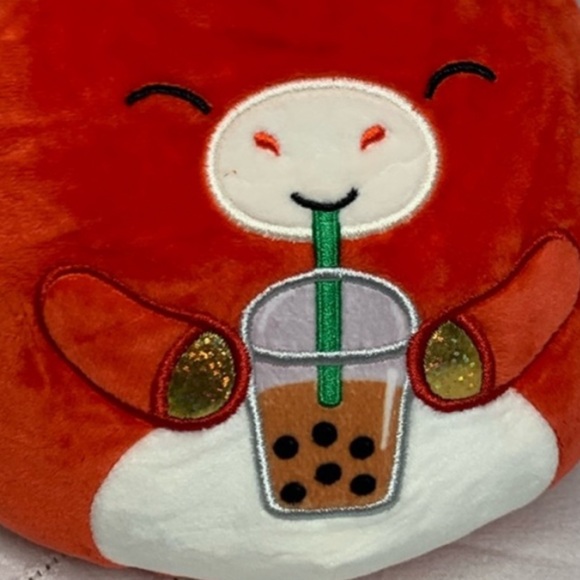 Squishmallows Foodie Squad Baiden Red Gold Dragon Boba Tea Drink Stuffed Plush - Picture 8 of 9